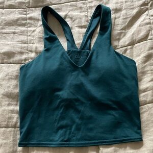 Alo Airbrush Real Bra Tank in Midnight Green